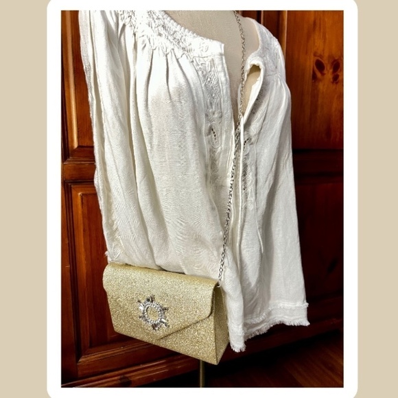 NWT Gold Glitter & Rhinestone Accent Envelope Evening/Clutch/Crossbody Bag - Picture 11 of 14